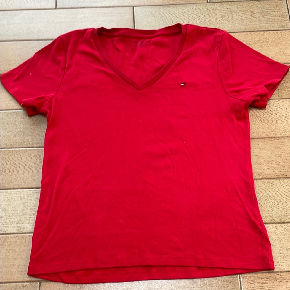 Tommy Hilfiger Bright Red V-Neck Tee